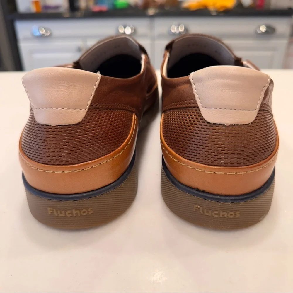 NEW! Fluchos Barry Men’s Brown Leather Loafers W/ Dynergy Max Tech. US 10 EU 44